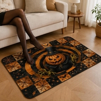Alfombra de terciopelo sintético con diseño de hombre calabaza y telaraña para decoración de fiestas de Halloween