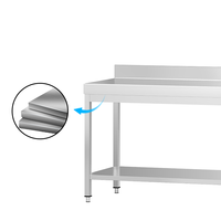 Plan de travail en acier inoxydable 304 sur mesure, 2 niveaux, pieds renforcés, table de travail en acier inoxydable pour boucherie