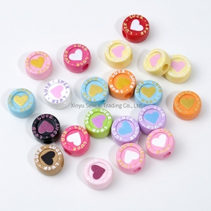 Fresh Sweet Style Dopamine-colored Letter Heart Print Perforated Electroplating Alloy Beads DIY Handmade Beaded Snake Chain - Product Image 2