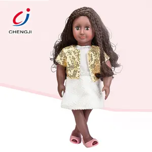 Plastic lovely cloth baby African black girl realistic moving joints open close eyes doll