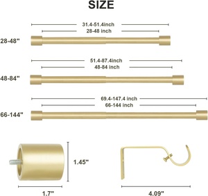 <span class=keywords><strong>Tringle</strong></span> à rideaux ARODDY en acier carbone de style industriel, finitions métalliques dorées de luxe, <span class=keywords><strong>tringle</strong></span> à rideaux dorée pour fenêtre - Product Image 2