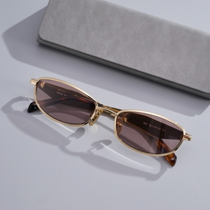 Vintage Y2K Style Small Oval <b>Sunglasses</b> Women Men Thin Metal Frame Trendy Streetwear Sun Glasses Wholesale Custom Logo - Product Image 3