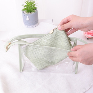 Bolsa de Maquillaje Transparente de Gelatina en Oferta, Bolsa de Aseo Impermeable de Dos Piezas de Gran Capacidad - Product Image 5