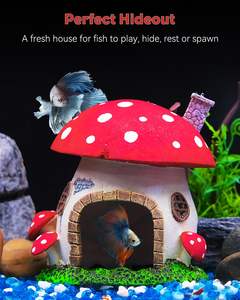 Acuario Casa de setas Casa de simulación de cerámica pecera decoración paisaje acuario peces y camarones escondite Cueva de desove - Product Image 4