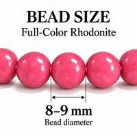 Bracelet en perles rondes de rhodonite rose naturelle, bijoux en pierres précieuses polies, bracelet extensible pour femmes