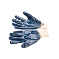 Gant de travail industriel en nitrile bleu lisse entièrement enduit, robuste et résistant à l'huile, pour la construction