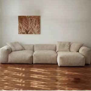 Retro Ba chỗ ngồi sofa sofa vải nhung giường đặt căn hộ nhỏ phòng khách im lặng đậu phụ khối thiết kế - Product Image 3