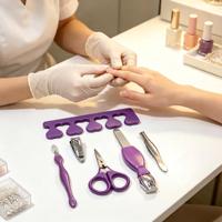 Kit d'outils de manucure professionnels violets pour salon et usage domestique