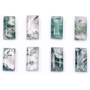 Ágata Musgo Verde Natural, Corte Rectangular Plano de 10x5x3mm, Gema para Joyería, Lote al por Mayor de Piedras Sueltas - Product Image 1