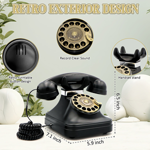 Téléphone de fête de mariage pour mariages Téléphone rotatif vintage <span class=keywords><strong>Cabine</strong></span> <span class=keywords><strong>téléphonique</strong></span> personnalisable Fonction d'enregistrement vocal Décorations de mariage - Product Image 4