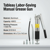 Pistola de Engrase Manual de Doble Barril de Acero Inoxidable OEM, Herramientas Manuales Antideslizantes Resistentes al Calor, Herramientas de Alta Presión para Vehículos