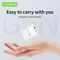 Maimi adaptor pengisi daya dinding ponsel, pengisi daya mini portabel usb Tipe c multi port usb c pd 30w gan
