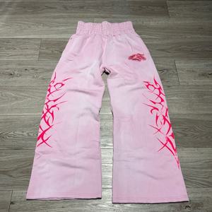 กางเกงวอร์มผู้ชายสไตล์วินเทจ ล้างสีแบบแอซิด แต่งคริสตัล ทรงขาบาน พิมพ์ลายสกรีน เอวยางยืด จีบด้านหน้า กันน้ำ ระบายอากาศได้ดี - Product Image 5