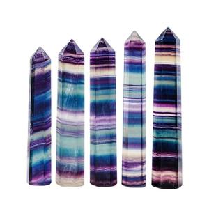 Gepolijst Natuurlijk Fengshui Energiekleurig Fluoriet Kristallen Toren Mascotte Stijl Huis & Kantoor Decor - Product Image 5