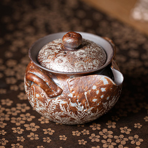 Teiera in ceramica con motivi floreali in argento dorato vecchia argilla di roccia ceramica grossolana Kung Fu Set da tè Anti-scottatura birra Gaiwan - Product Image 5