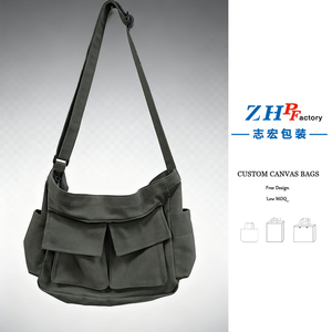 ZHYD Custom logo Large Capacity <strong>Retro</strong> Crossbody Purse Casual Messenger Workwear <strong>Tote</strong> Bags Canvas Shoulder Bag - Product Image 1