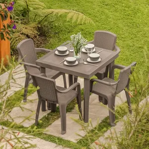 Juego de comedor Exterior 4 puestos Tipo Ratan wengue MQ mocca - Product Image 1