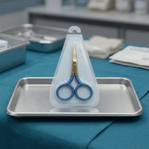 ASAP Stainless Steel Nail <b>Cuticle</b> <b>Scissors</b> Sharp Blade Tips Straight Blades Mirror Polish Half Blue Color Coated Handle Thin - Product Image 3