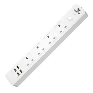 Tira de alimentación eléctrica para el hogar, cable de 2 metros de 4 salidas, con 4 puertos de carga usb, enchufe de extensión múltiple