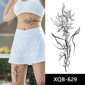 Autocollants de tatouage temporaire imperméables multifonctions personnalisés à fleurs noires sexy de la <span class=keywords><strong>série</strong></span> XQB, papier pour le corps et le visage - Product Image 4