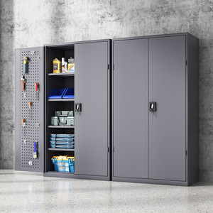 Armario Metálico de Almacenamiento de 2 Puertas de Acero, Armarios Metálicos de Almacenamiento para Garaje, Armario Metálico con Cerradura para Hotel, Apartamento, Oficina en Casa - Product Image 6