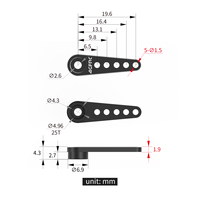 AGFRC HPS06 Bras de commande servo en aluminium micro usiné CNC, haute dureté, résistant à l'usure, remplacement de la trompe de servo