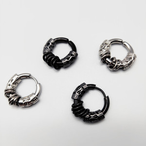 <b>Clip</b>-<b>on</b> <b>Earrings</b> Dragon Pattern Titanium Steel Unisex Fashion Jewelry - Product Image 2