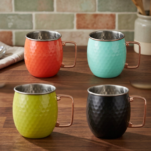 Stainless Steel Coloured Moscow Mule Beer <b>Mugs</b> with HANDGRIP Eco-Friendly Gift <b>Box</b> Packaging - Product Image 1