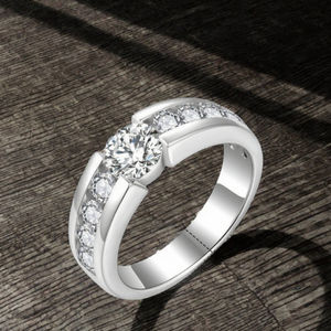 Bague de fiançailles en argent sterling 925 plaqué rhodium de haute qualité Tishya Diamond, sertie de moissanite pavée, bijoux de luxe pour un usage quotidien - Product Image 2