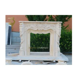 White Marble Fireplace Surround Hand Carved Modern Home Villa Decor Marble Mantel Fireplace