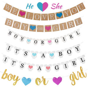 Garçon ou fille bannière papier Kraft sexe révéler bannière pour garçon ou fille bébé douche révéler fête sexe révéler signe fête fournitures - Product Image 1