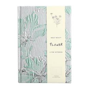 En gros, carnet à couverture rigide A5 en tissu de coton jacquard brocart motif fleur de lys, avec fil argenté et doré, élégant et écologique - Product Image 1