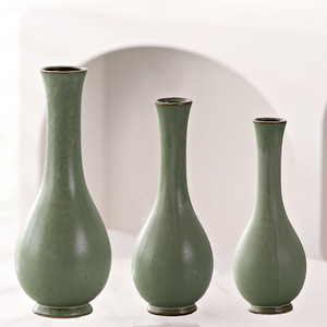 Chinese Style Glazed Ceramic Vase With Hydroponic Function for Desktop Fresh <b>Flower</b> <b>Display</b> Home Decor Accent - Product Image 1