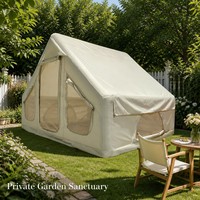 Grande tente familiale d'extérieur pour le camping, en toile Oxford imperméable avec fonction gonflable en coton aérien pour le glamping