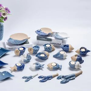 Candelabro <span class=keywords><strong>de</strong></span> cerámica personalizado <span class=keywords><strong>para</strong></span> la decoración del hogar, caracola <span class=keywords><strong>de</strong></span> vida marina <span class=keywords><strong>de</strong></span> verano y <span class=keywords><strong>caracol</strong></span> marino, serie mediterránea, portavelas - Product Image 1