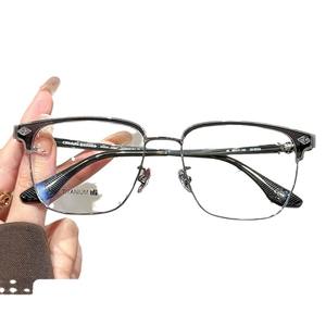 Montura de Gafas Krostar de Titanio Puro Ch5526, Rectangulares, Media Montura, para Hombre, Ligeras, Estilo de Diseñador - Product Image 1