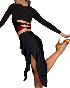 Falda <span class=keywords><strong>de</strong></span> Baile Latino con Abertura Lateral y Top Sexy sin Espalda para <span class=keywords><strong>Mujer</strong></span>, <span class=keywords><strong>Ropa</strong></span> <span class=keywords><strong>de</strong></span> Actuación para Rumba, Samba, Chachachá, <span class=keywords><strong>Tango</strong></span>, Disfraz <span class=keywords><strong>de</strong></span> Baile - Product Image 1
