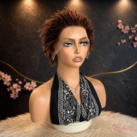 Perruque courte bouclée afro crépue de 6 pouces en cheveux vierges birmans bruns-noirs, tressée au crochet, demi-perruque bouclée transparente 13*4