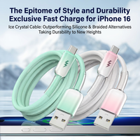Cable USB C a USB C con Trenzado de Cristal de Hielo, Carga Rápida PD 60W, Cable de Sincronización de Datos Resistente para iPhone 16 15 Pro Max