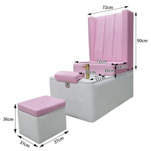 Chaise de pédicure européenne entièrement en cuir enveloppé pour salons de manucure Chaise de massage des pieds avec pompe de drainage pour spa tourbillon à lumière colorée - Product Image 4