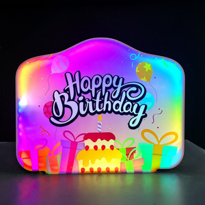 <b>LED</b> Illuminated Hand Held Sign Happy Birthday Colorful Light Box Changeable <b>Letter</b> Board Birthday Party Decoration - Product Image 2