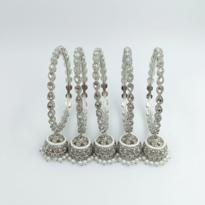 Jewelemarket Silver Plated White Fine <b>Jewelry</b> <b>Set</b> with Crystal Stone and <b>Pearls</b> 11151743WH_2.6 Bangles - Product Image 2