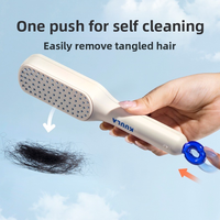 Brosse à cheveux auto-nettoyante portable unique et tendance, peigne rétractable à dents pour un usage domestique, boîte à dents rétractable pour démêler les cheveux
