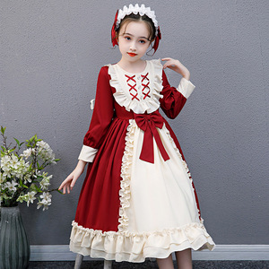 Robe de mariée Lolita pour adolescentes rouges, robes pour enfants, robe de fête d'<span class=keywords><strong>anniversaire</strong></span> élégante d'un an - Product Image 3