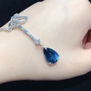 Collar con Colgante de Topacio Azul Suizo de Alta Calidad, Suministro de Fábrica 2025, Joyería de Plata de Ley S925 - Product Image 5