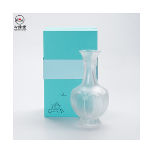 Elegant Handmade Dewaxing Tabletop Glass Crystal Vases Luxury Flower Crystal Crafts Pure Lotus Art Vase