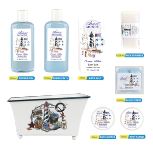 Nautical Artist Series Home Spa <span class=keywords><strong>Cadeau</strong></span> <span class=keywords><strong>Panier</strong></span> Ocean Scent Luxury Bath Shower Body Set <span class=keywords><strong>pour</strong></span> femmes et hommes <span class=keywords><strong>Panier</strong></span> tissé à la main - Product Image 2