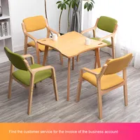 Chaises de salle à manger en bois massif de conception minimale avec dossier incurvé pour tissu de lin pour maisons âgées