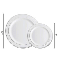Assiettes jetables en plastique de 7,5 / 10,25 pouces, dorées, double face, en PS de qualité alimentaire, motif rose, personnalisation moderne