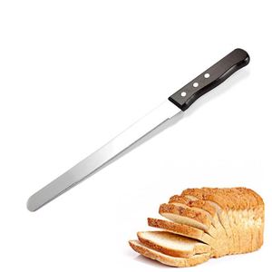Couteau à gâteau et grattoir à lame dentelée en acier inoxydable avec manche en bois de 10 pouces pour pain, jambon et gâteaux – Vente en gros d'ustensiles de cuisine - Product Image 1